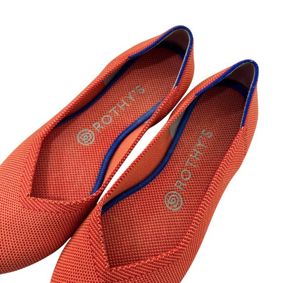 Rothys Womens Orange Loafer Flats Size 7.5 Sustainable Knit Material Lightweight - Picture 11 of 16